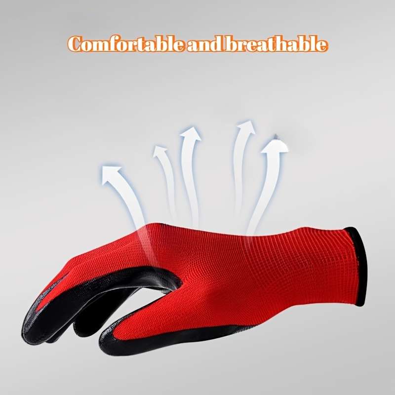 Work Gloves Color Red 4 Pairs