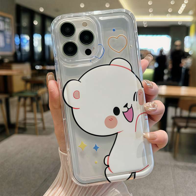 1Pc Transparent For iPhone 7 Plus 8 Plus Bear Pattern Couple Phone Case