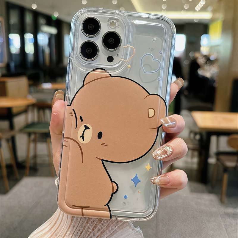 1Pc Transparent For iPhone 7 Plus 8 Plus Bear Pattern Couple Phone Case