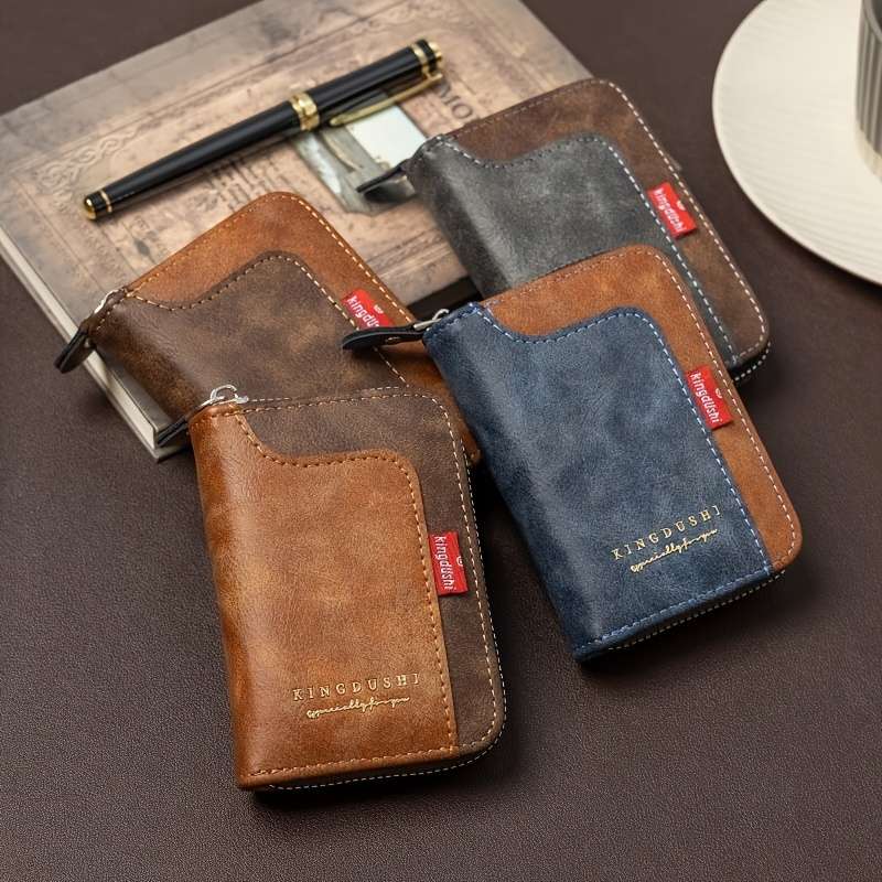 1pcNew retro zipper multi-slot coin change and credit card bag color-matching design classic and dur