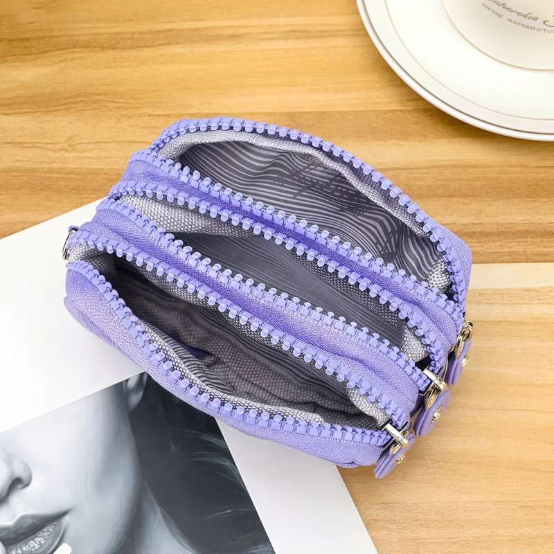 1pc 1 set of elegant retro style coin wallet -3 zipper designs larger space small coin pocket wit