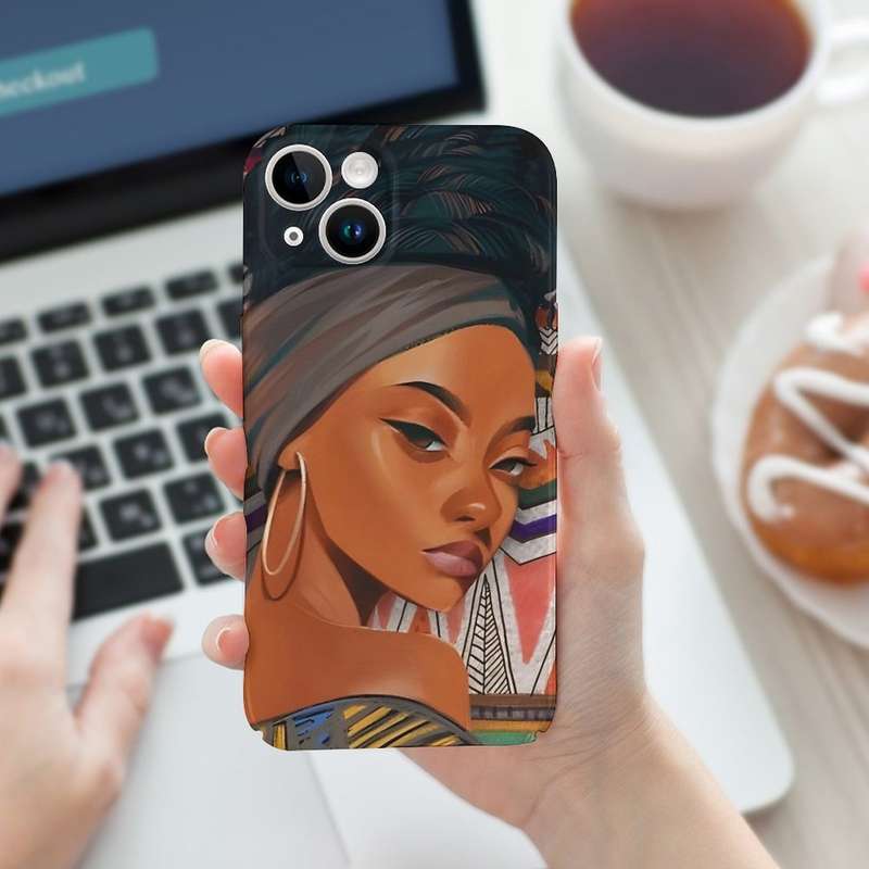 1Pc White For iPhone 15 Plus African Beauty Phone Case