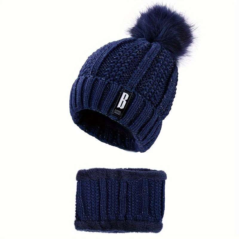 Winter Hat Color Black Model Hat Bib Set
