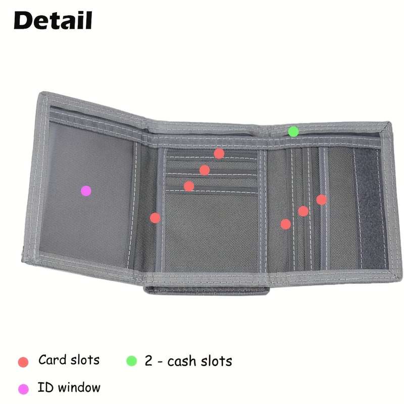 1pc Vintage-Style Men's Trifold Wallet with ID Window Zipper Pockets Multiple CompartmentsDur