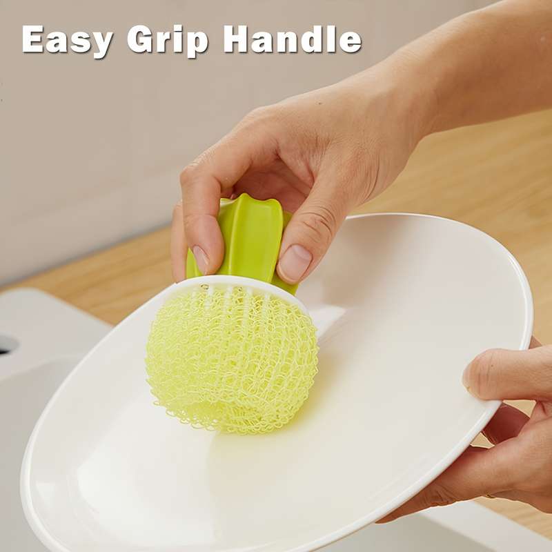 2pcs set Cactus Dish Brushes with Drain Tray Soft Bristle Non-Electric Kitchen Scrubbers for