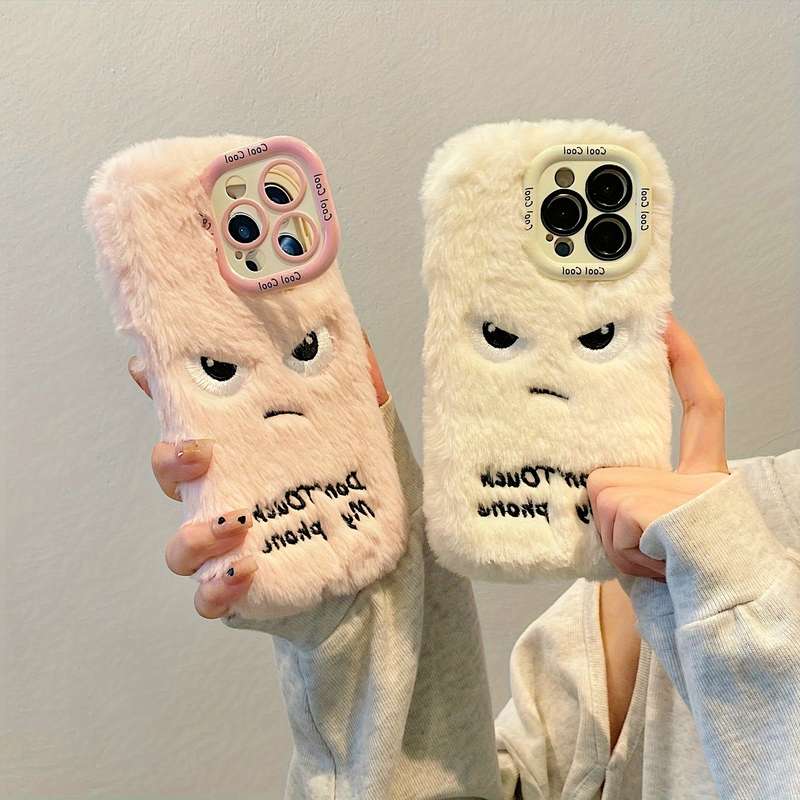 1Pc Pink Red Color For iPhone 15 Plush Little Monster Phone Case