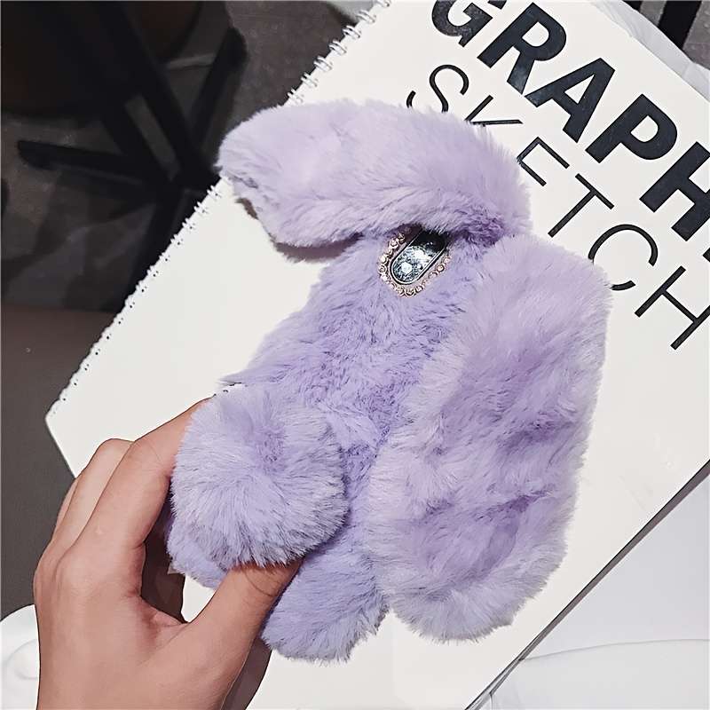 1Pc Pink Red For iPhone X XS Cute Rabbit Plush Phone Case