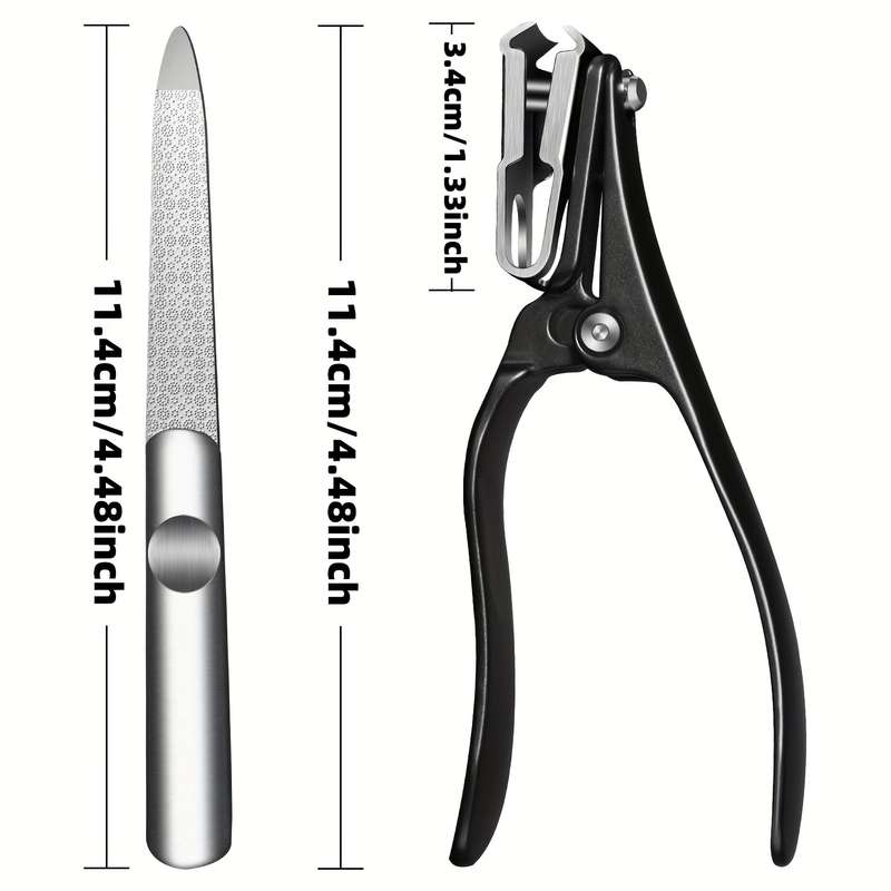 2pcs Nail Clipper Set with 360 Rotating Long Handle Curved Stainless Steel Blades and Splash
