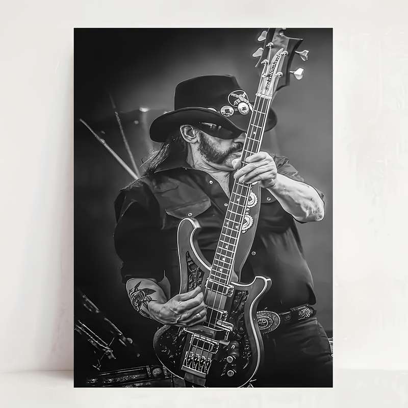 1pc  30x40cm Unframed Canvas Poster Lemmy Kilmister-Inspired Guitarist 30.48x40.64 cm Black