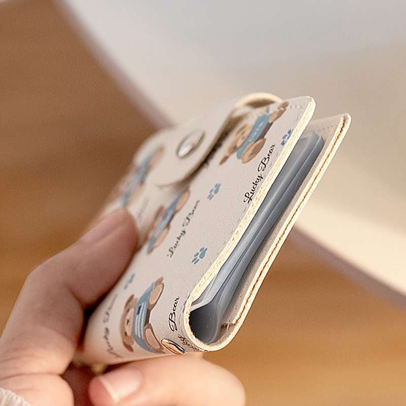 1pc Cute Bear Design Women's Credit Card WalletCompact with Multiple Slots ID  Drivers License Hol