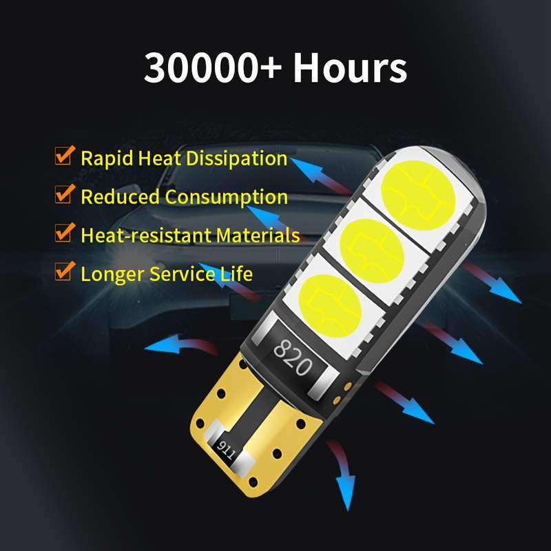 2pcs LED Automotive Turn Signal Light T10 W5W High Bright White 5050 Beads 6pcs Fast