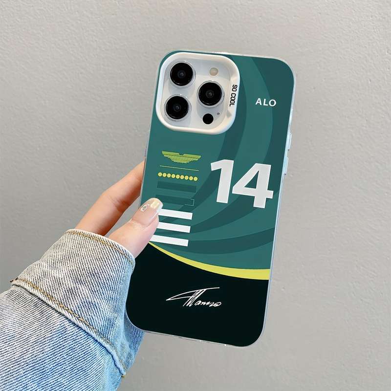 1Pc Mixed Color For iPhone 16 Plus F1 No 14 Signature Phone Case