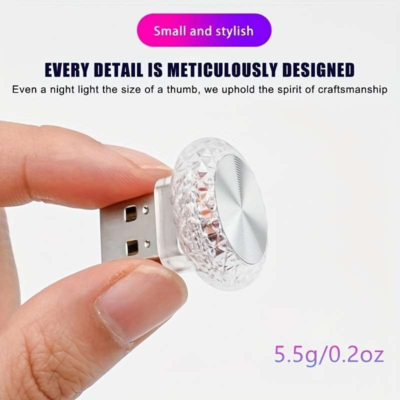 1pc Portable Car USB Ambient Light Mini LED Decorative Atmosphere Lamps for Auto Inte