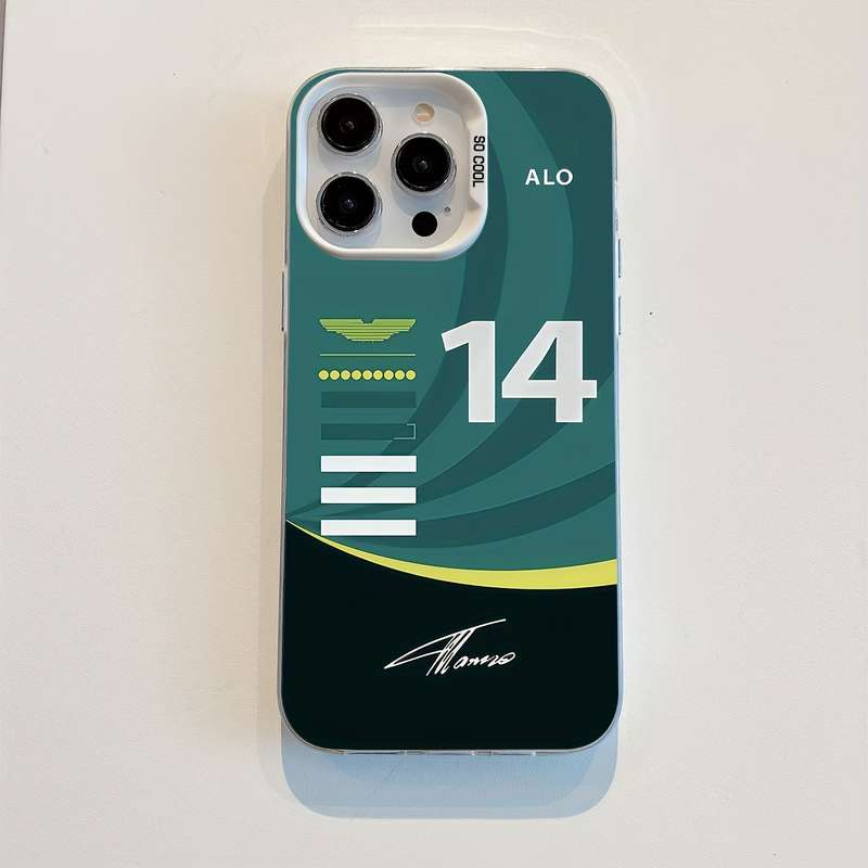 1Pc Mixed Color For iPhone 16 Plus F1 No 14 Signature Phone Case