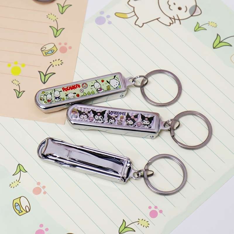 1pc Sanrio Cute Character Nail Clippers Stainless Steel Portable Fingernail Trimmer with Con
