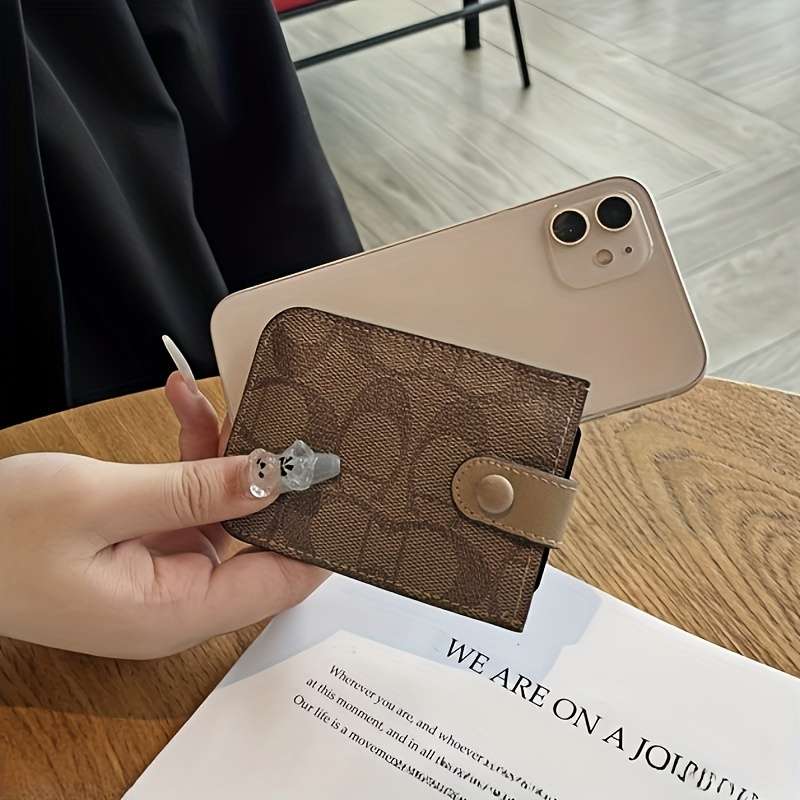 1pc Fashionable Women'S Slim Credit Card Holder Wallet Multi-Card Slot Design Stylish Polyeste