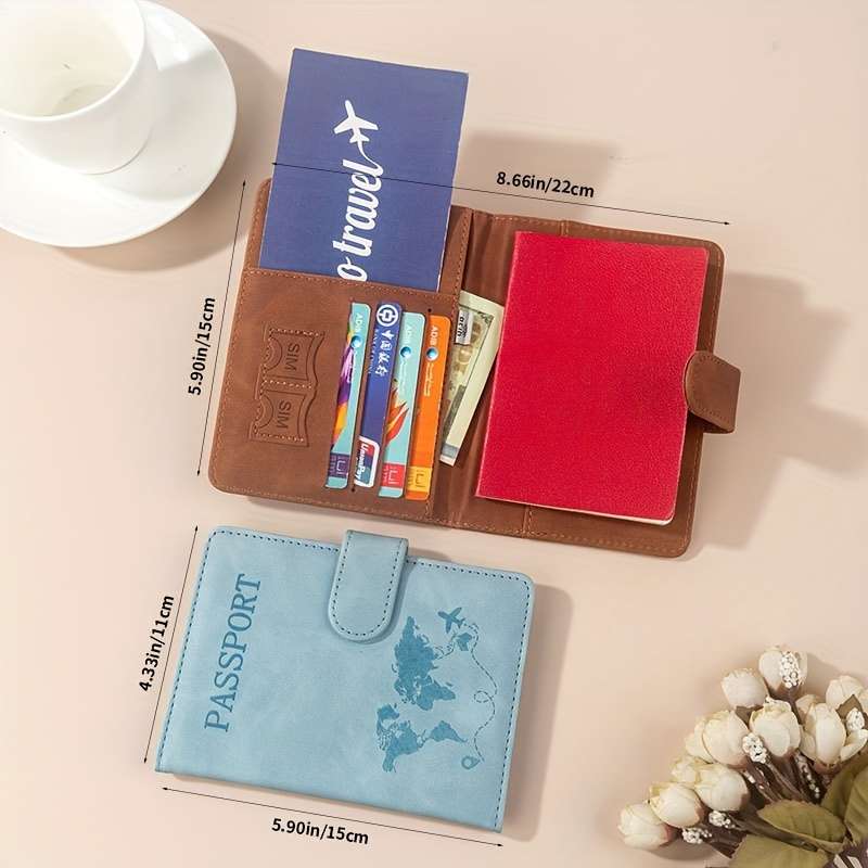 1pc 2-in-1 RFID Travel Wallet RFID Multifunctional Travel Passport Book 1 Banknote Slot 2 SIM C