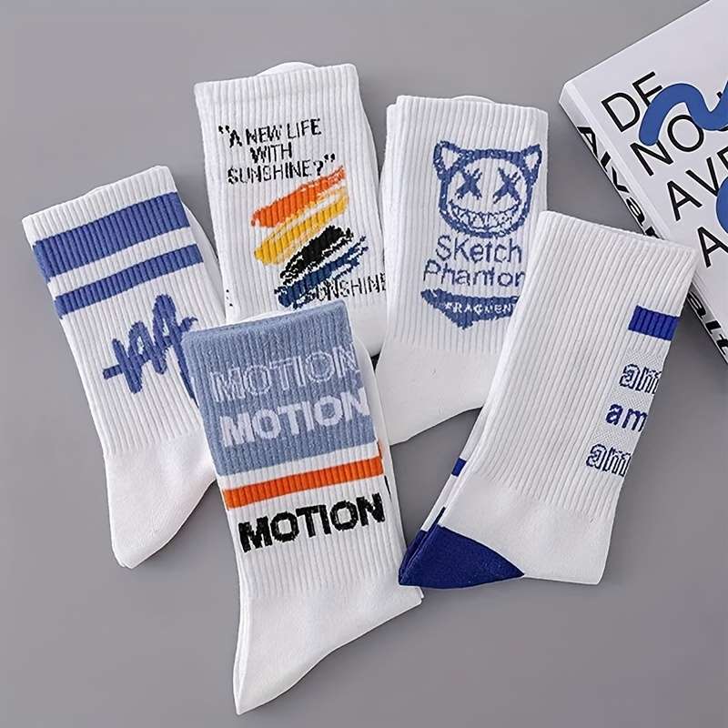 5 Pairs Of Random Colors One Size High Elastic Socks