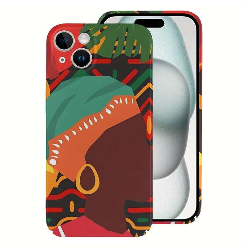1Pc White For iPhone 15 Plus African Turban Women Phone Case