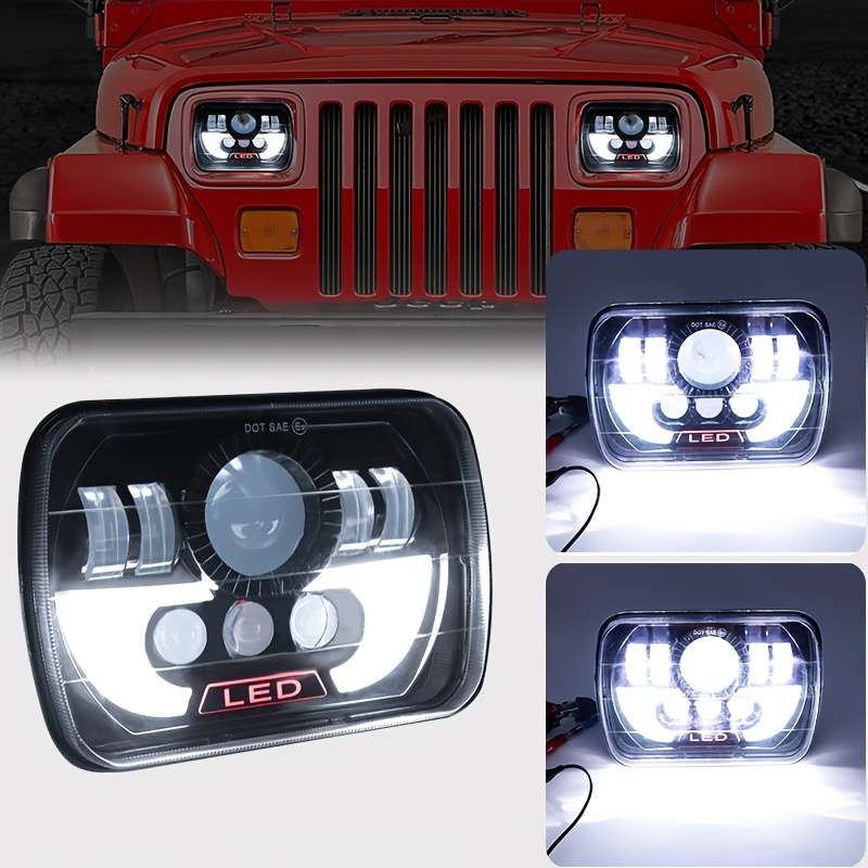 1pc 17.78cm Motorcycle Headlight Car Headlight H4 5X7 7X6 LED Truck Headlight H4 Far