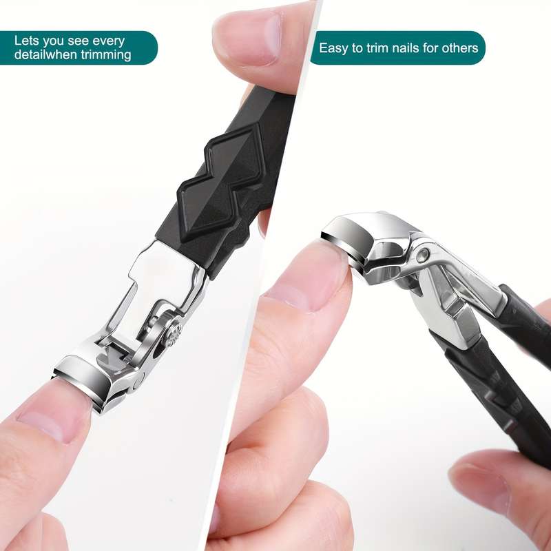 1pc Ergonomic Stainless Steel Nail Clippers Heavy-Duty Wide Jaw for Thick Toenails  Fingern