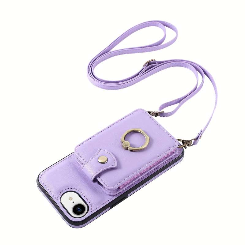 1Pc Purple For iPhone 16e Protective Case Wallet Phone Case