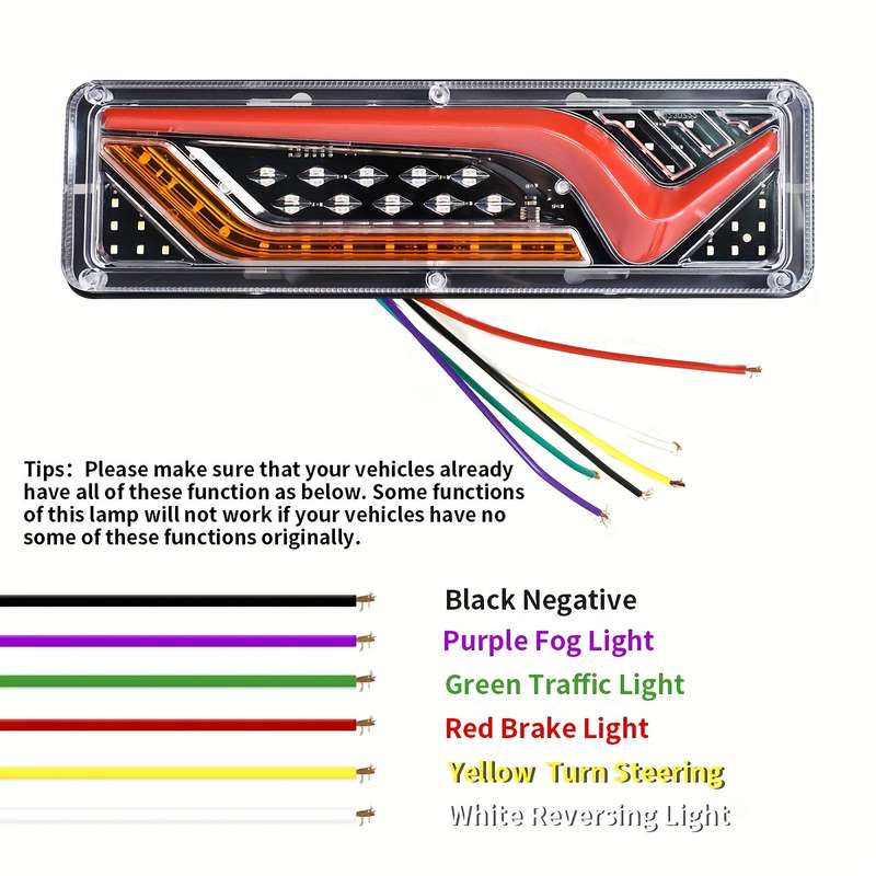 2pcs LED Car Taillight High Brightness for Trucks Trailers RVs and Cars Red & Y