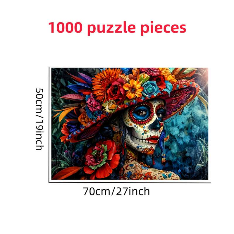 1000pcs DIY Jigsaw Puzzle Large Floral Hat Design Thick Durable Seamless Puzzle