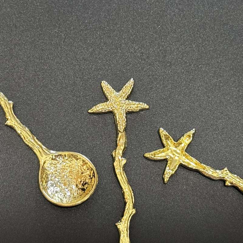 6pcs Small Spoons With Golden Starfish Design Perfect Dessert Utensils For Beach Weddings P