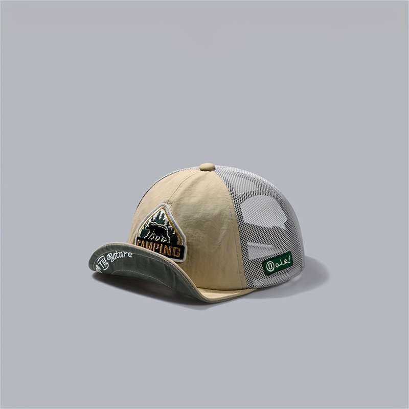 1pc Vintage American Baseball Cap Quick-Dry Mesh Breathable Flat Brim Trucker Hat with "JACQ