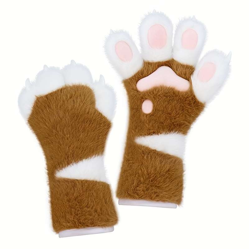 Winter Gloves Color Brown And White