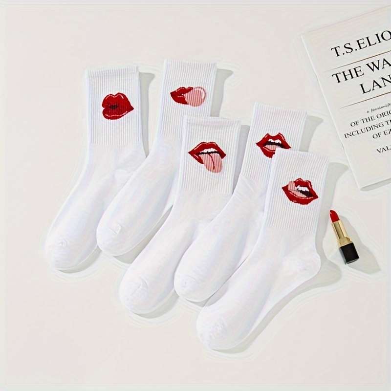 5 Pairs Of White One Size High Elastic Socks