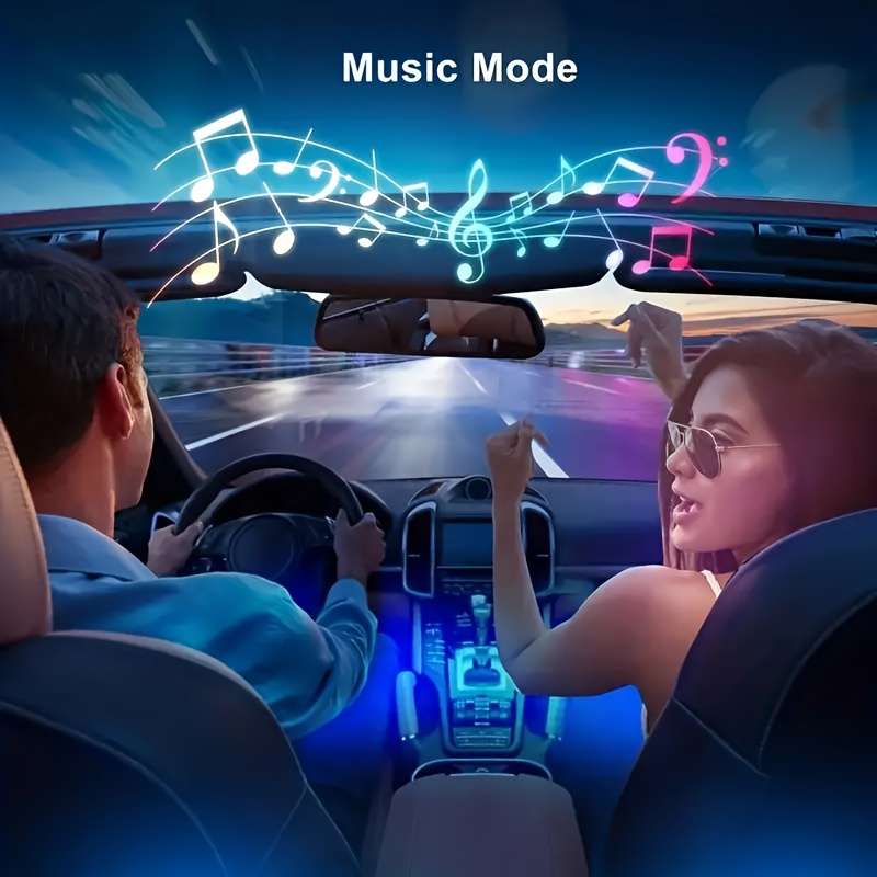1pc  App Controlled RGB Car Ambient Lighting Kit 48LED USB-Powered Music Sync Footpa