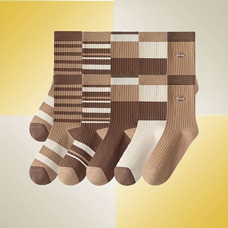 5 Pairs Of Mixed Colors One Size High Elastic Socks