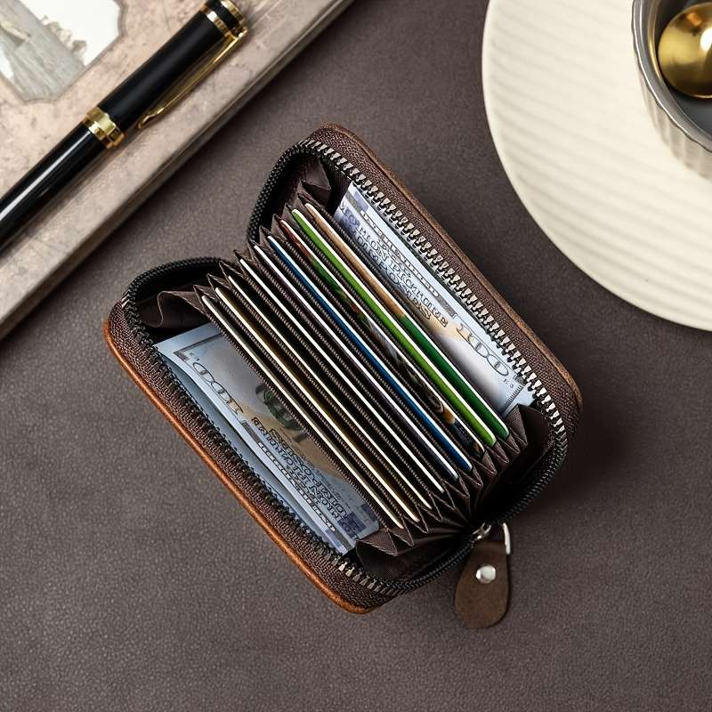1pcNew retro zipper multi-slot coin change and credit card bag color-matching design classic and dur
