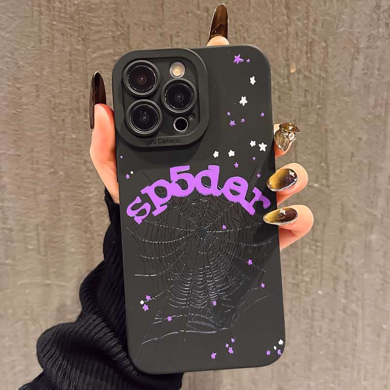 1Pc Black For iPhone 13 Dark Night Spider Web Phone Case