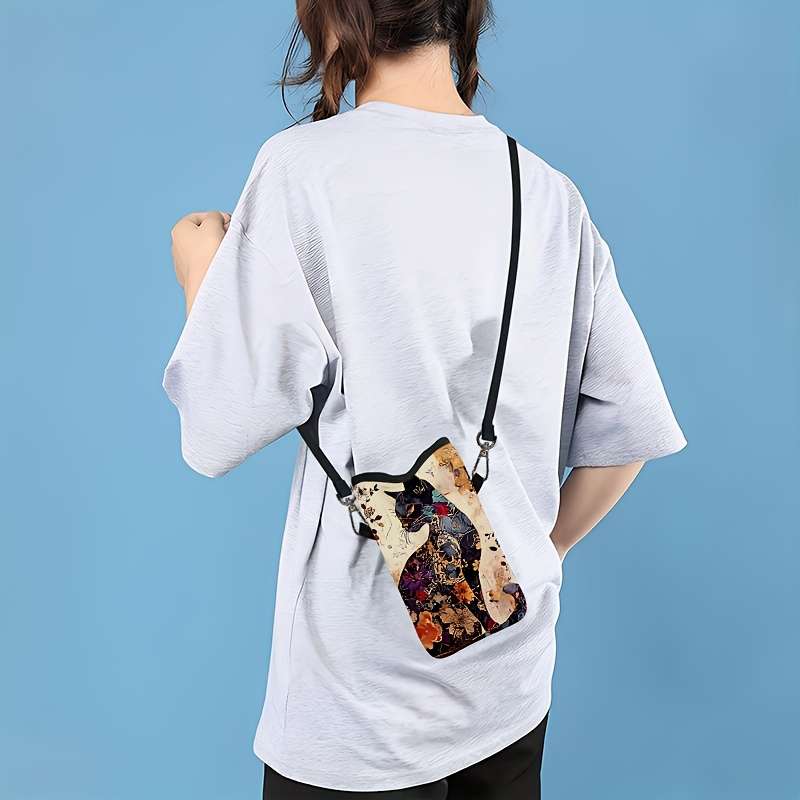 1pc Colorful Cat Print Synthetic Synthetic Leather High Quality Material Shockproof Phone Bag with