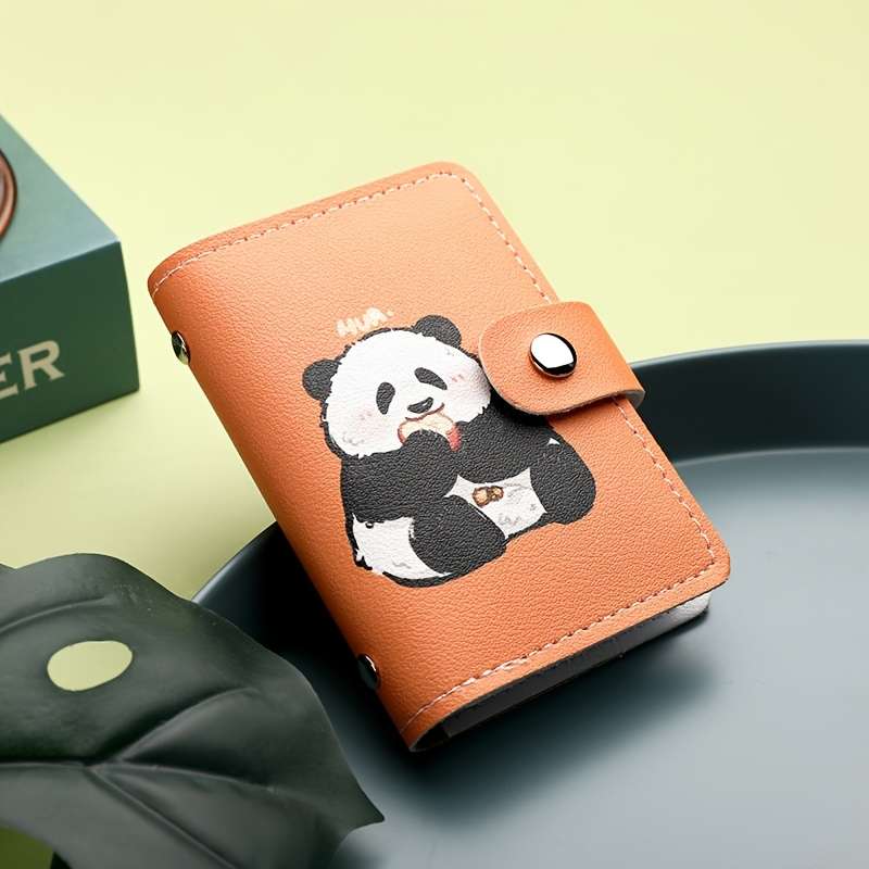 1pc Cute Panda Pattern Womens Credit Card Wallet Multi-Slot Large Capacity Compact Design with
