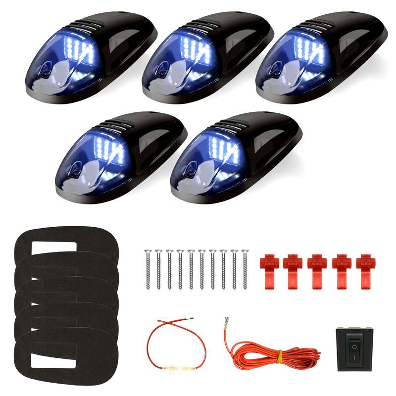 5pcs White 12V LED Smoke Cab Roof Running Top Marker Light Bulb Assembly Replacement