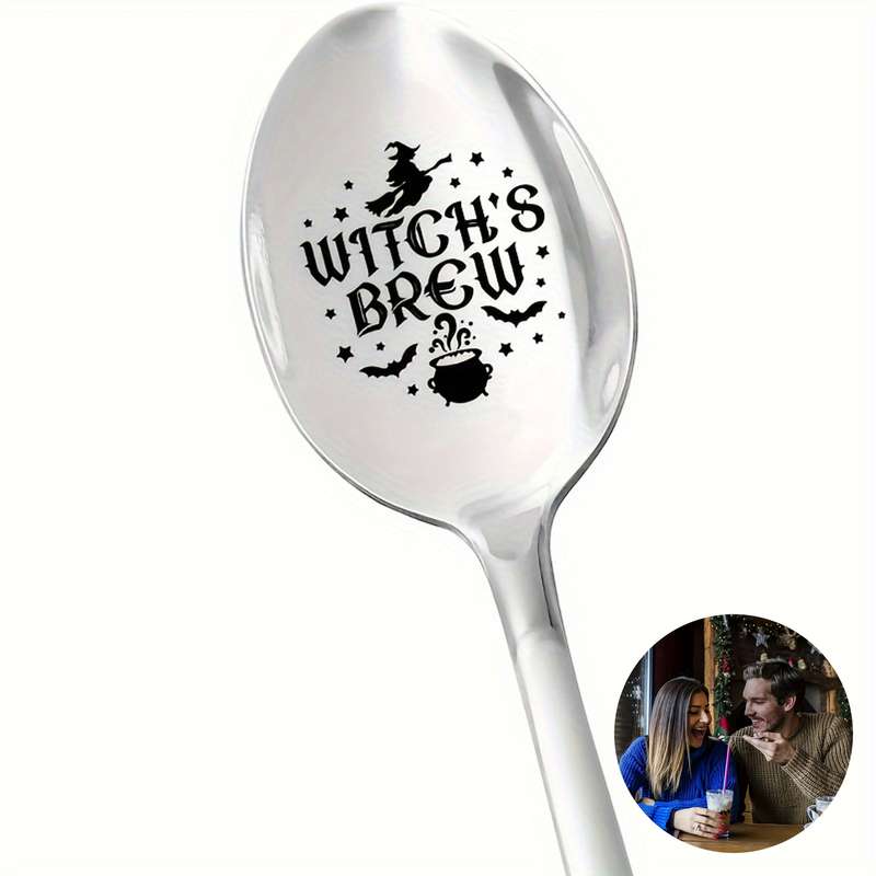 1pc Witch's Brew Stainless Steel Engraved Spoon Unique Gift for Hot Chocolate Coffee Lovers
