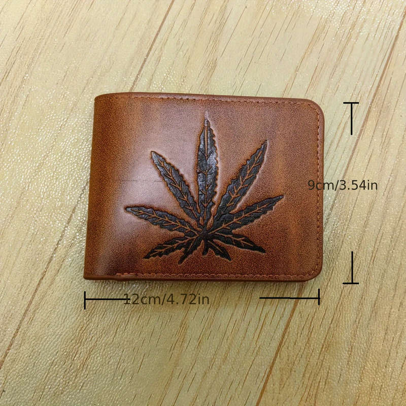 1pc Stylish Men's Faux Leather Wallet with Plant DesignCasual Non-Woven PU Leather