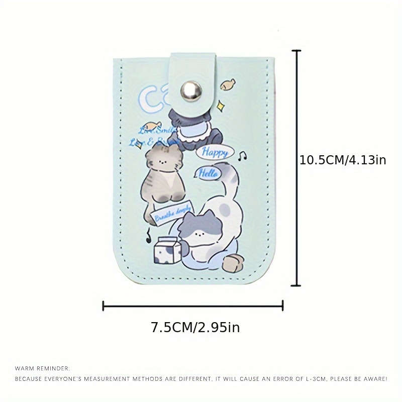 1pc Cute Cartoon Kitten Card Holder for Women Synthetic Leather Envelope Style Wallet with Snap Cl