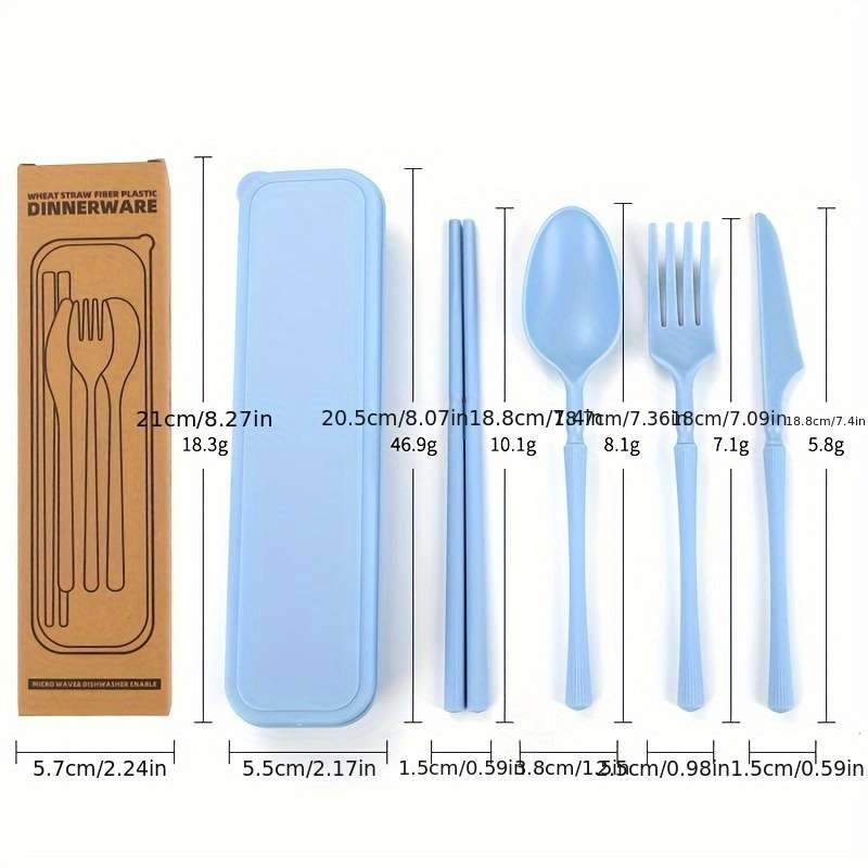 4pcs Set Knife Fork Spoon Chopsticks  Home Office Outdoor Travel Portable Creative Tableware En