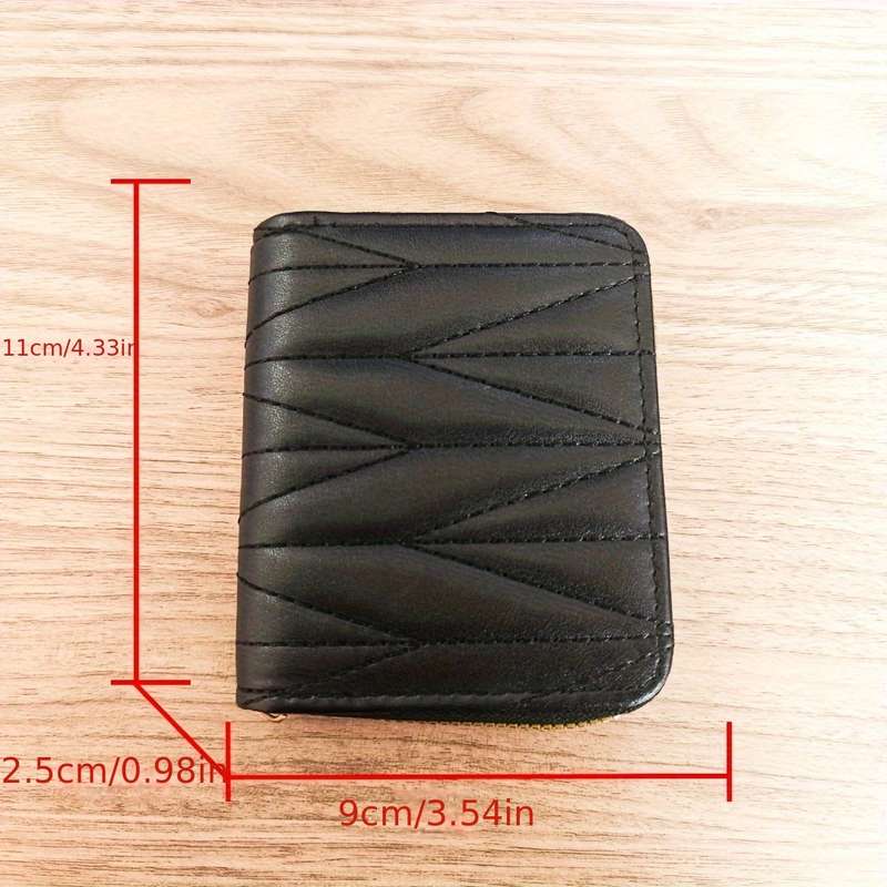 1pc Elegant Black Faux Leather Zipper Wallet with Golden Chain StrapSlim Design Perfect for Car