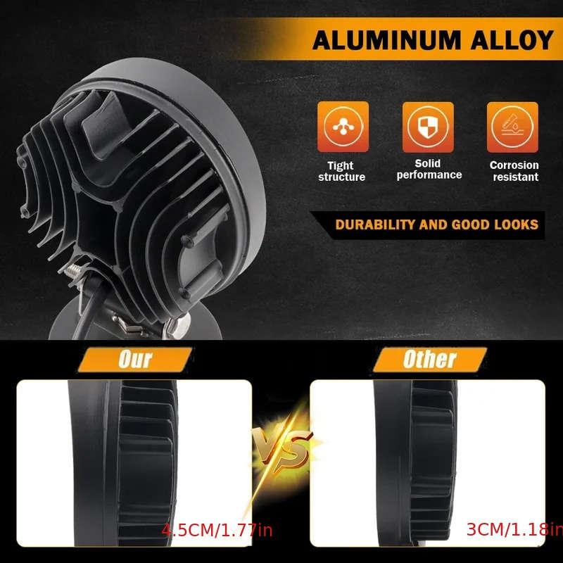 2pcs Lampe De Travail LED Ronde 4 Pouces Faisceau Pour Tout-terrain 4x4 SUV Tracteur