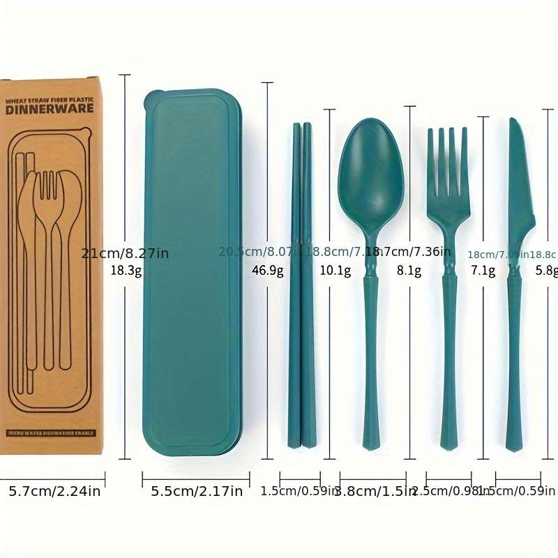 4pcs Set Knife Fork Spoon Chopsticks  Home Office Outdoor Travel Portable Creative Tableware En