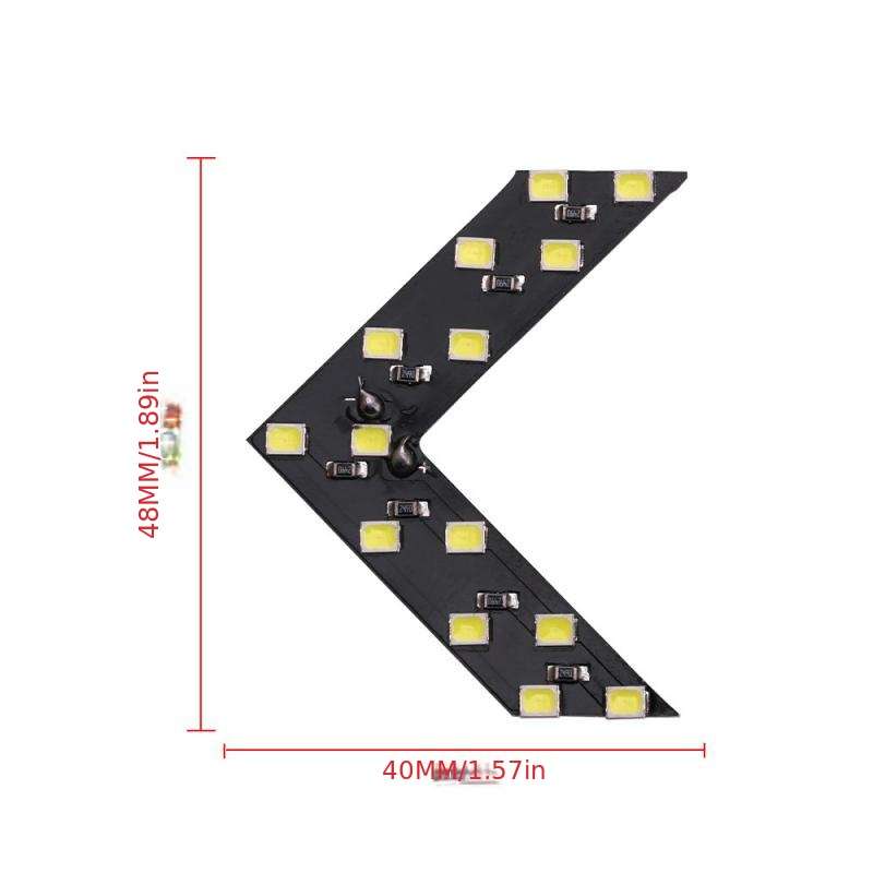 2pcs Red Light 14SMD LED Arrow Indicator Lights for Car Rearview Mirrors Fit Easy In