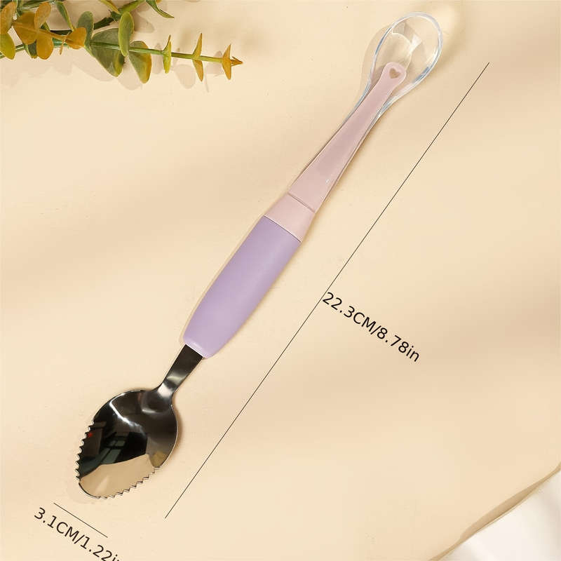 1pc 2in1 Youngsters Feeding Spoon Silicone Stainless Steel Perfect for Youngsters Youngs