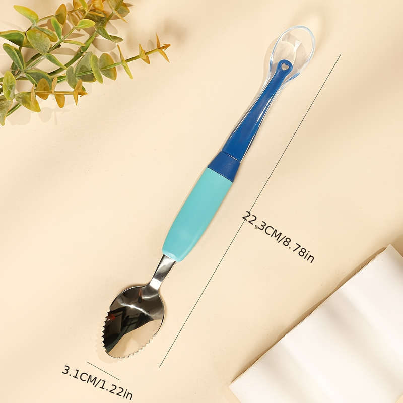 1pc 2in1 Youngsters Feeding Spoon Silicone Stainless Steel Perfect for Youngsters Youngs