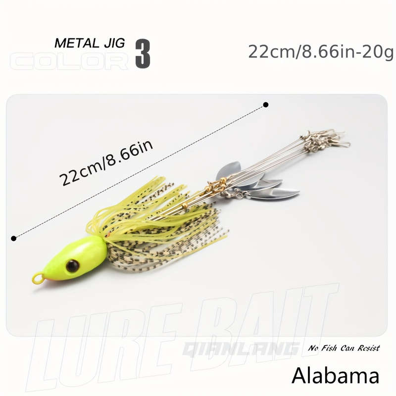 1pc Alabama Rig Fishing Lure Set 22cm 20g with Stainless Steel Resin Metal Baits and Spinning S